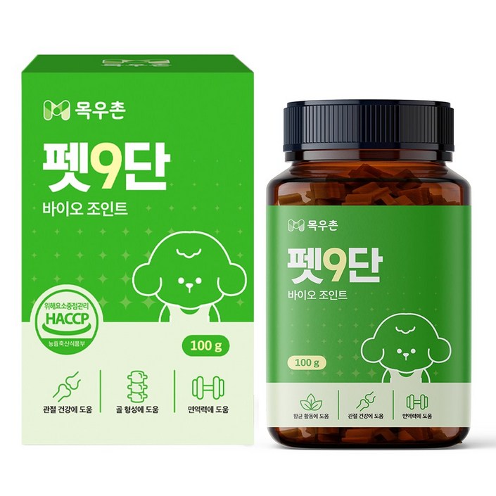 목우촌 펫9단 강아지 슬개골 뼈 관절 연골 영양제 100g