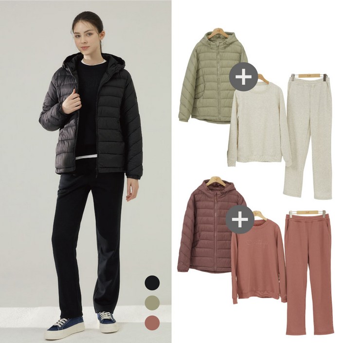 홈쇼핑 인기 NNF 여성 데일리 패딩상의하의 트레이닝 3종 세트