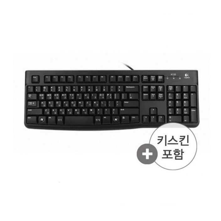 로지텍 정품 한글 키보드 저소음 유선키보드 멤브레인 동시키입력 생활방수 사무용 업무용 키보드 보호스킨 제공, 블랙 로지텍 정품 한글 키보드 저소음 유선키보드 멤브레인 동시키입력 생활방수 사무용 업무용 키보드 보호스킨 제공, 블랙
