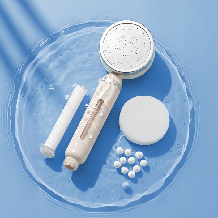 리빙가이드 수압상승 이중 필터 샤워기 헤드  바디필터 3p  헤드필터 1p, 아이보리, 1개