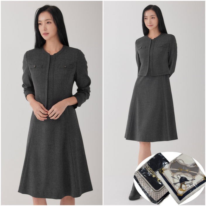 지센 부산점 레이어드 플레어 원피스 LFOPOA94 스카프 증정