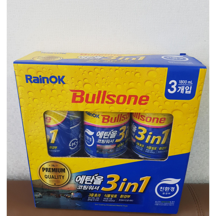 BULLSONE 불스원 에탄올 코팅워셔액 1.8L X 3PK 워셔액 발수코팅워셔액 자동차워셔액 에탄올워셔액 대용량