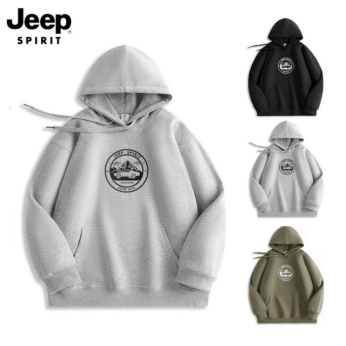 JEEP spirit 국내발송후드티셔츠 NEW 남자 여자 남성 여성 티셔츠 가을 겨울 봄 JPHJ26AHM017