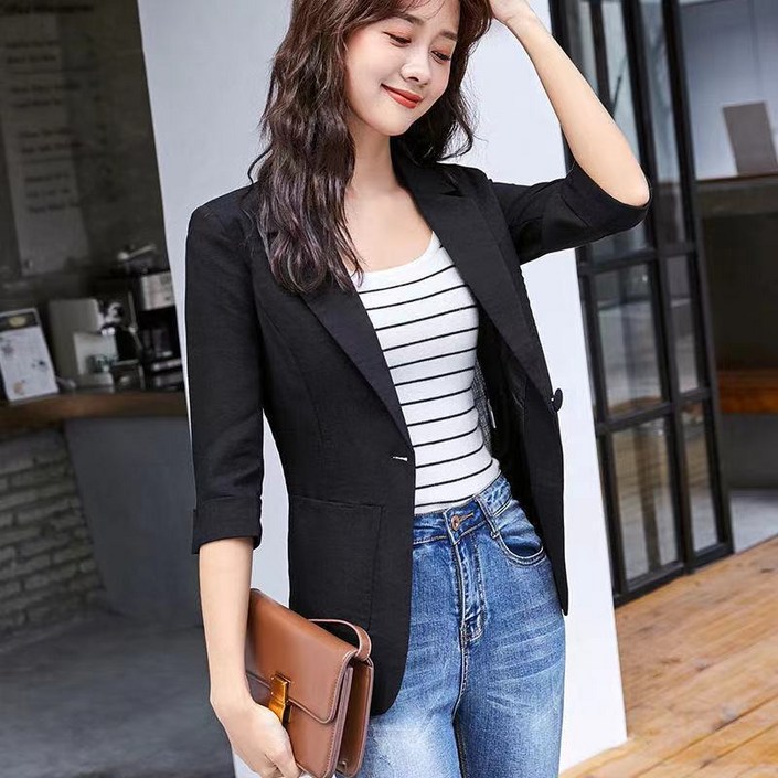 뷰티우먼 국내배송 여성 봄 여름 데일리 오피스 반팔 재킷
