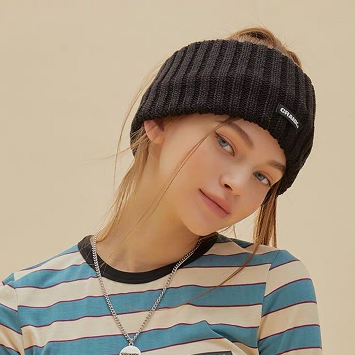 하와이안서프 심플 골지 와이드 니트 헤어밴드  남여공용 보온 스키 런닝 스포츠 겨울머리띠