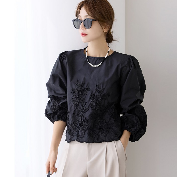 플로럴 레이스 블라우스 KN85