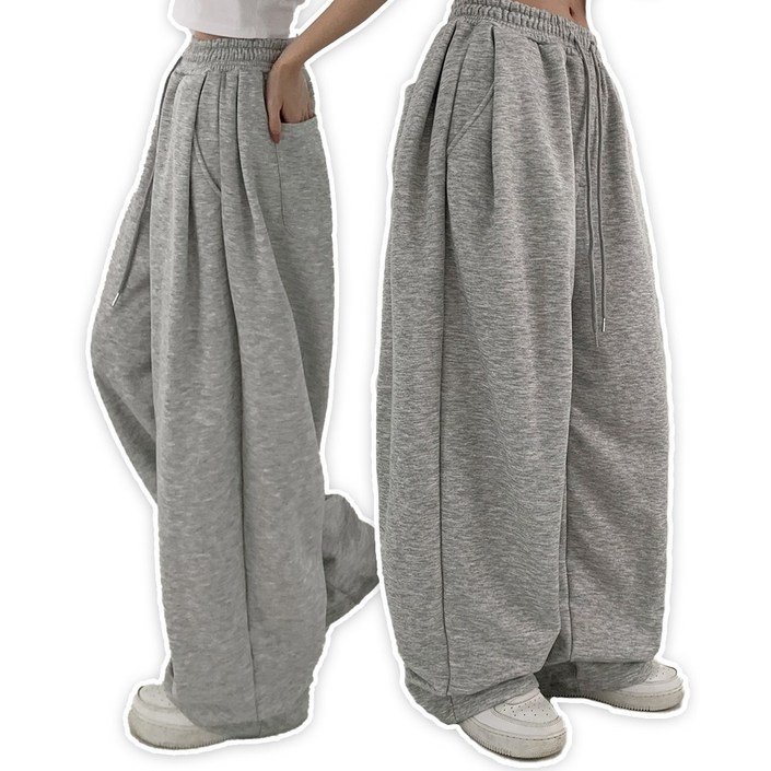 틴티 한겨울용 기모안감기장 선택가능  남여공용 밴딩 트레이닝 핀턱 와이드 기모 팬츠 키작녀 키큰녀 빅사이즈 바지 벌룬 조거 여성바지 여성겨울바지 여자기모바지