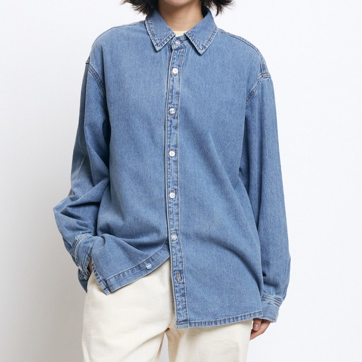 GTM SQ9002 릴렉스드데님긴팔셔츠 여자 청남방 긴팔 오버핏 체형보완 3컬러 빅사이즈