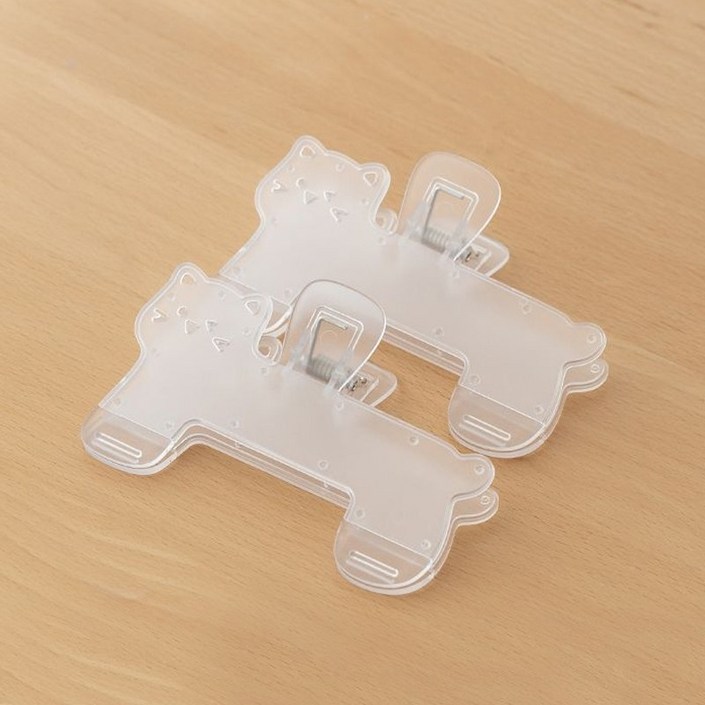 굿도우 캐릭터 투명 서류고정 북클립 집게, 2개, B.투명고양이