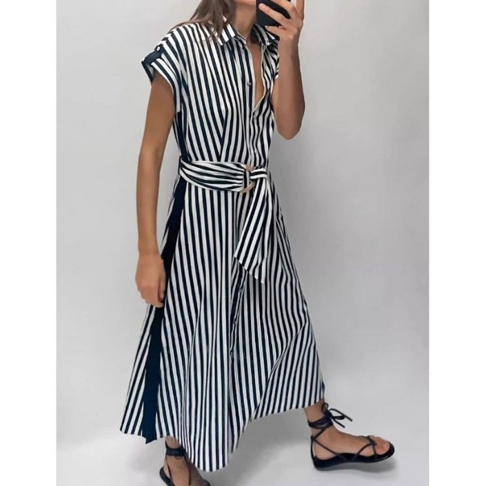 6Y6044 ZARA 여자신상 스트라이프 롱원피스 린넨원피스  2783775