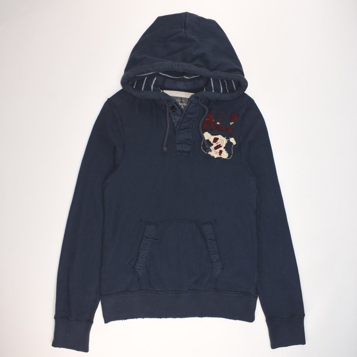 아베크롬비 네이비 면 빈티지 긴팔 후드티셔츠 L 남성 MH560 빈티지테크