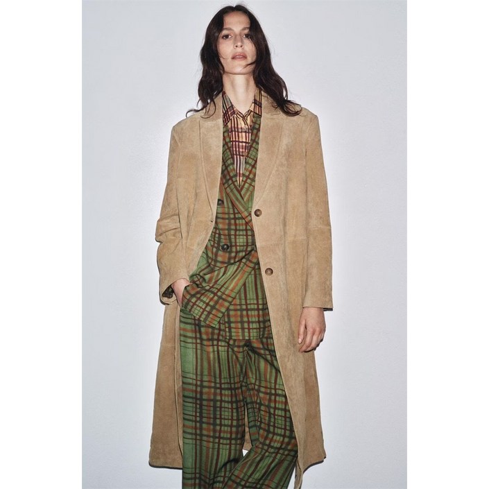 5Y82808가을신상 ZARA 스웨이드코트 뒤트임 롱코트2969063