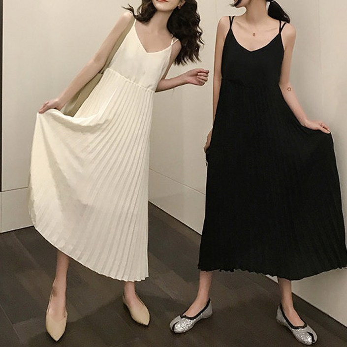 듀론 플리츠 뷔스티에 롱원피스