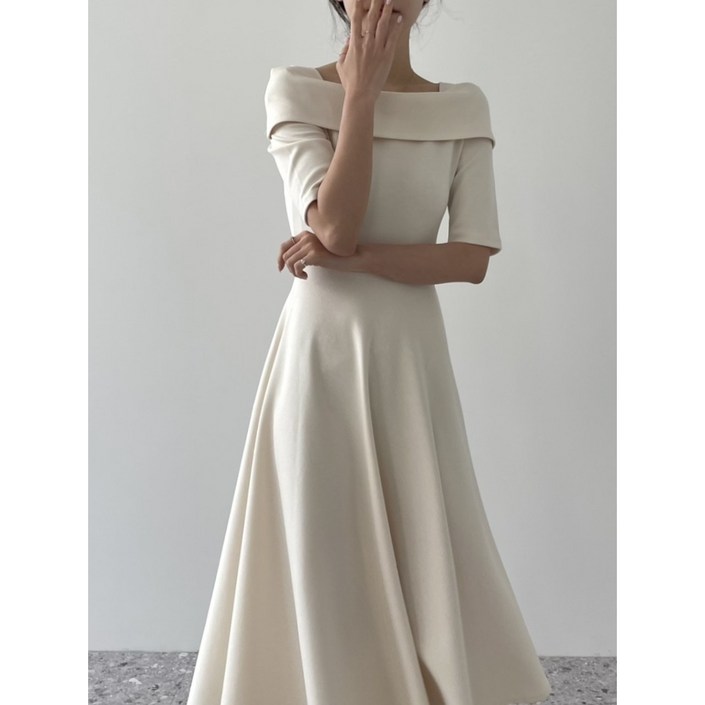 오픈숄더 결혼식 하객룩 격식룩  돌잔치 피로연 상견례 롱원피스