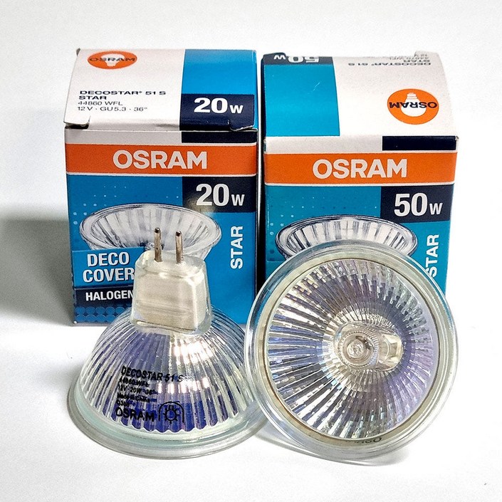 오스람 20W 할로겐 램프 전구 포인트 조명 할로겐전용안정기컨버터용 12V 변환헬로겐안정기 별도구매, 전구색, 10개