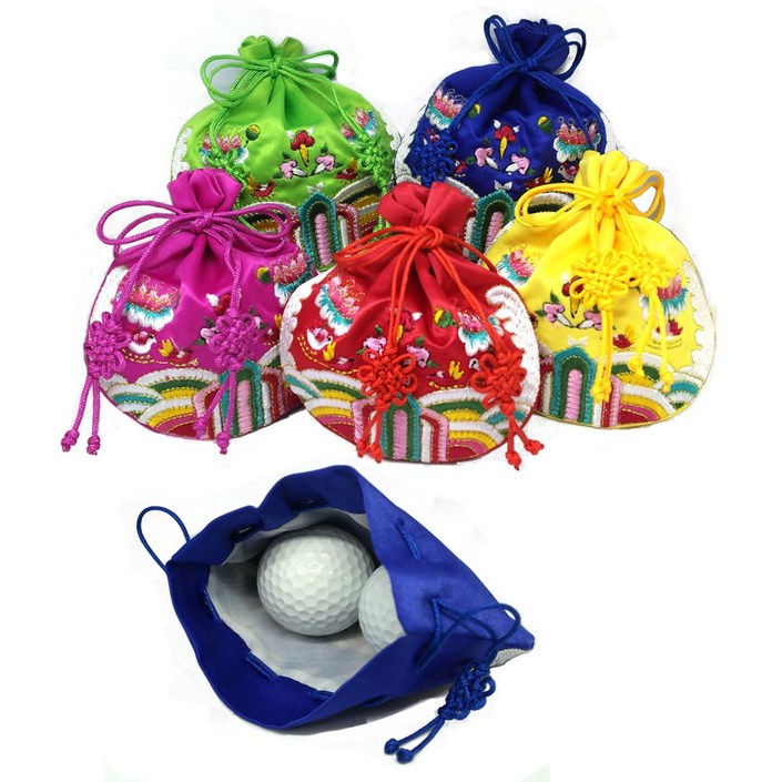 주파앤카코리아 원형 복주머니, 1개, GO.전통자수 원형 복주머니원앙중연두