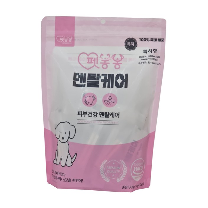 펫봉봉 덴탈케어 강아지덴탈껌 대용량 스케일링 영양 츄잉스틱, 펫봉봉 덴탈케어 피부건강, 300g, 1개