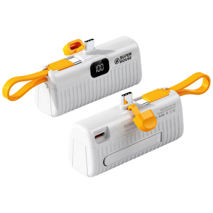 [KC 인증] 5000mAh 보조 배터리, 휴대폰 충전, 스탠드 포함, 컴팩트하고 가벼운 디자인, 듀얼 출력 포트, 아이폰 및 안드로이드폰 호환