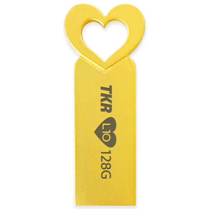 티케이리테일 하트 메탈바디 L10 USB 메모리 골드 L10128G, 128GB