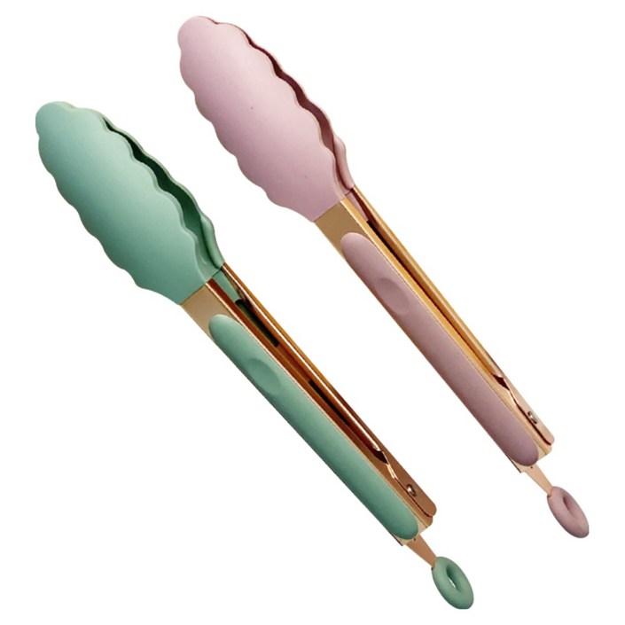 백화점입점브랜드am 파스텔 실리콘 로즈골드 집게  단품 주방 캠핑집게 요리핏센 이유식 열탕소독 위생적, 핑크, 1개