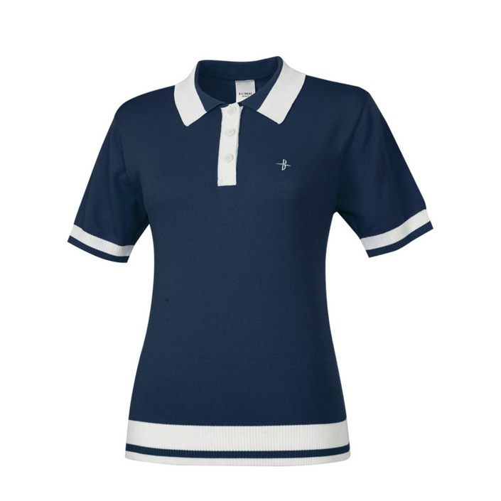 빌트모아 여성 골프웨어 카라 배색 풀오버 카라 티셔츠