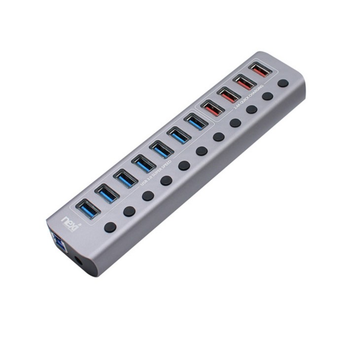 넥시 USB3.0 12포트 유전원 허브 NXU1012P, 혼합색상
