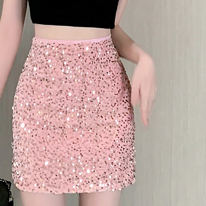 비비에모 여성용 웬디 스팽글 A라인 슬림 미니 스커트 10092