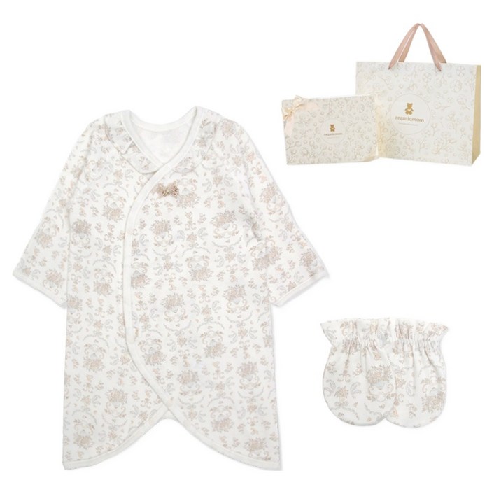 오가닉맘 발렌티 배내가운 손싸개  기프트백 세트 MIFNBW15  쇼핑백