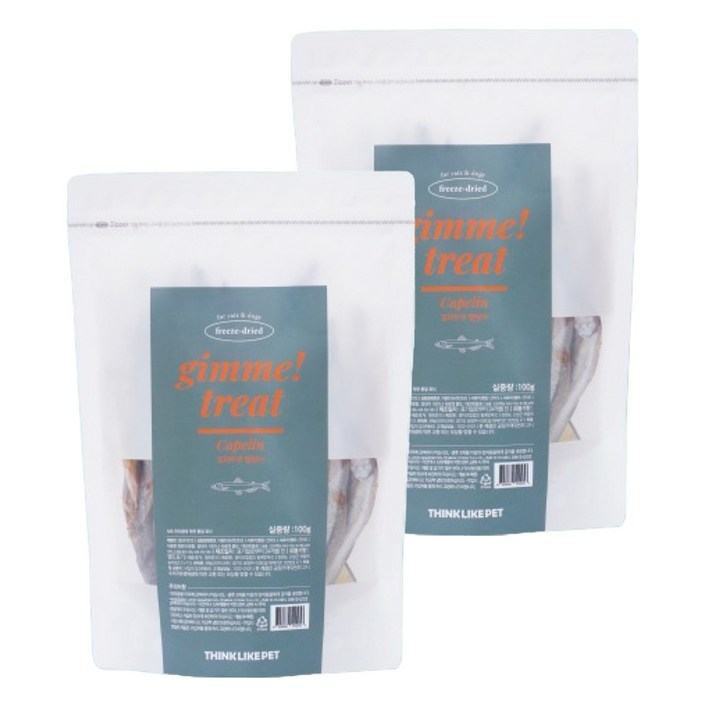 씽크라이크펫 반려동물 김미트릿 국내산 동결건조간식, 열빙어, 100g, 2개