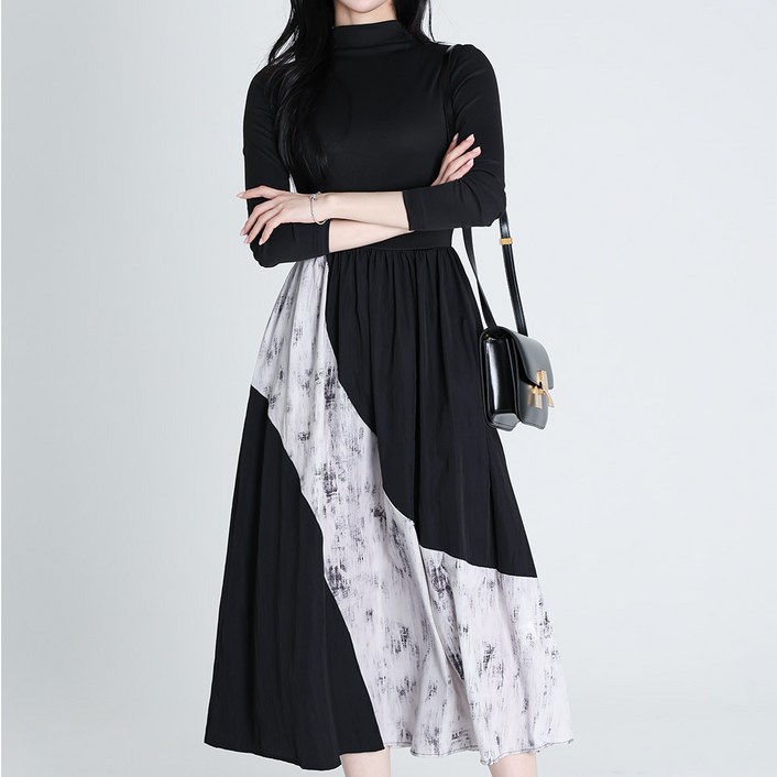 모이르벨라 여성용 패턴 플레어 롱 맥시 원피스 T26SS2-A2640