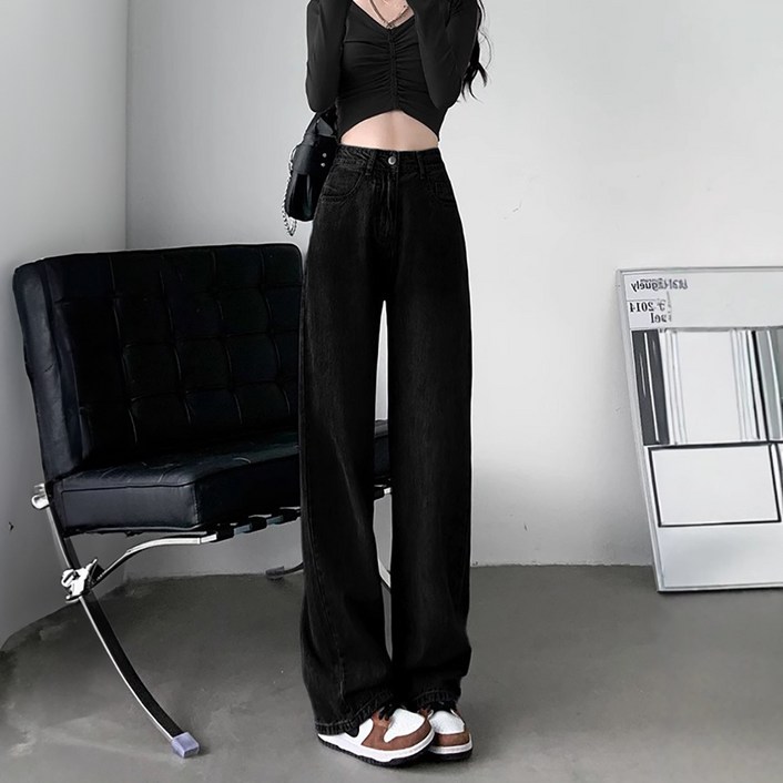 메이첼 여성용 칠린 일자 와이드 데님 팬츠 10874