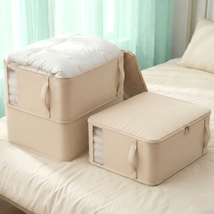 리빙스냅 이불 압축 파우치 특대형, 베이지, 2개