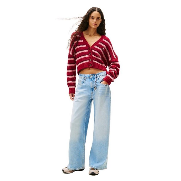 Tommy Jeans 여성용 찰리 미드 라이즈 루즈 와이드 레그 진, 데님 라이트, 26W x 32L 171921