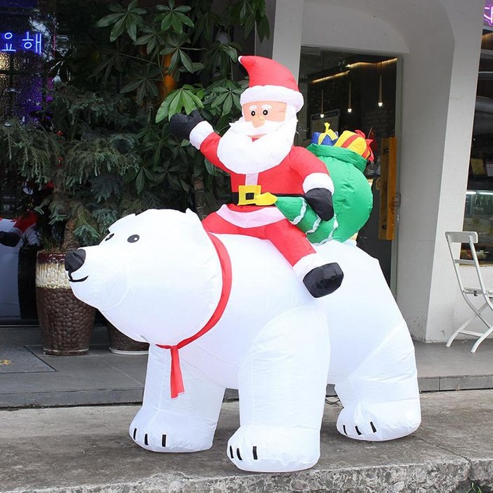 북극곰 탄 산타 에어벌룬 LED에어산타 170cm _ 36149EA, 쿠팡 본상품선택