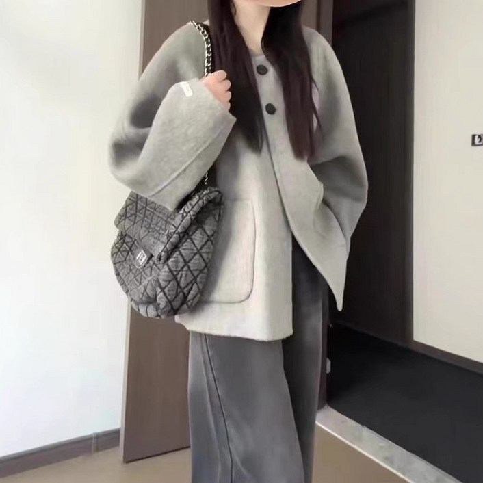 COSYEVNO 여성 아우터 겨울 숏 루즈핏 라운드 캐주얼 데일리 통근 코트 BCXmnwt1