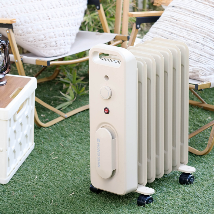 흥신 오르씨 캠핑난로 7핀 900W 캠핑 라디에이터 간절기캠핑난방용품, 샌드브라운