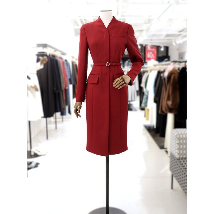 모조에스핀 V넥 오픈형 벨티드 원피스 S253MSE007 706609