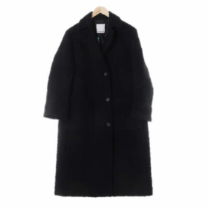 5153 톰보이 블랙 울혼방 빅더블카라빅포켓롱모직코트 [80]