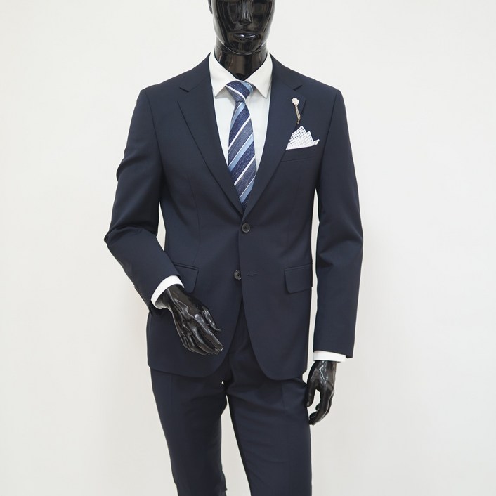 트루젠 남자 정장 봄 여름 울 수트 결혼 면접 출근 양복 남성 스판 정장세트 네이비 E5430 [박스포장]