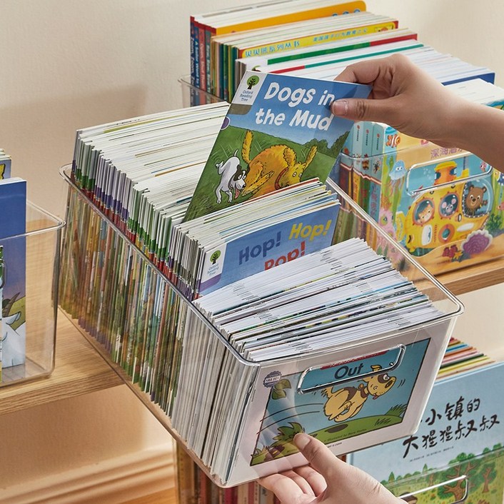 생활탐구 ORT 정리함 책꽂이 전면 책장 책 바구니 다용도 투명 수납함