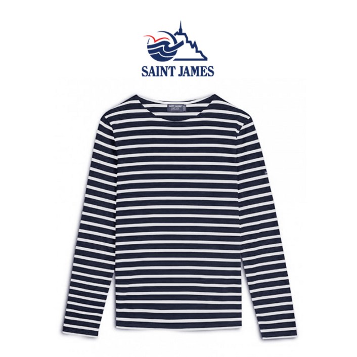 세인트제임스 밍콰이어 모던 긴팔티 마린에크루 네이비아이보리 SAINT JAMES