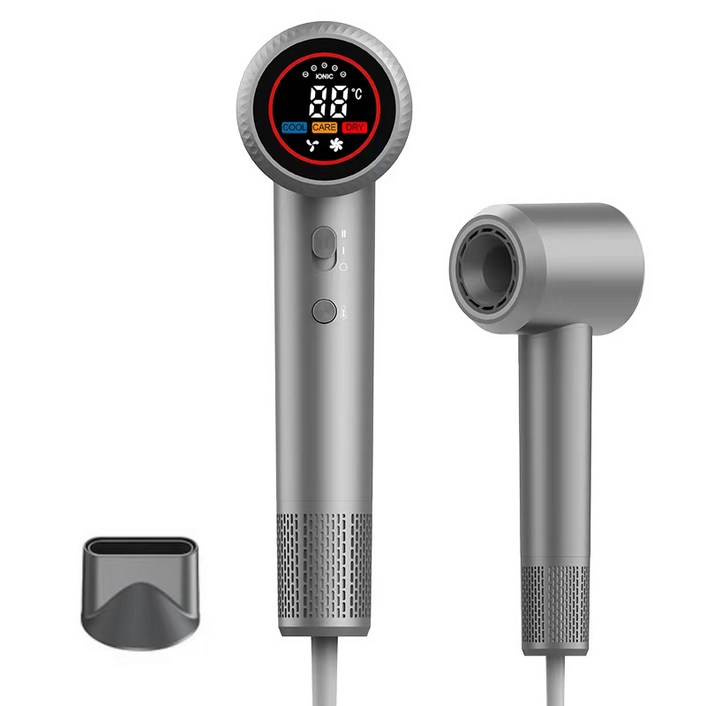 강지원 초고속 헤어 음이온 무엽 드라이기가정용 온도조절 제트 자동 청소 드라이기1600W자기흡입노즐, 그레이 자기흡입노즐