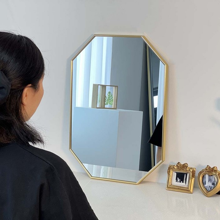 다온 화장대 욕실 팔각 알루미늄 골드 스탠드 벽 거울