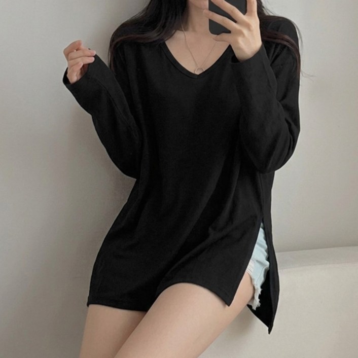 마이쏭 여성 레이어드티 빅사이즈 데드루즈핏트임롱티