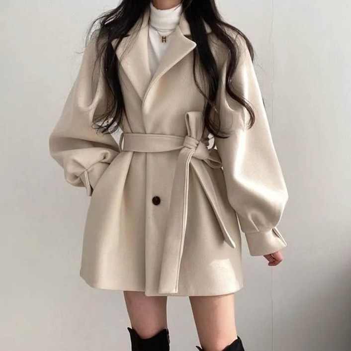 레티고 소매 벌룬 미니 숏 모직 자켓 레티고 소매 벌룬 미니 숏 모직 자켓