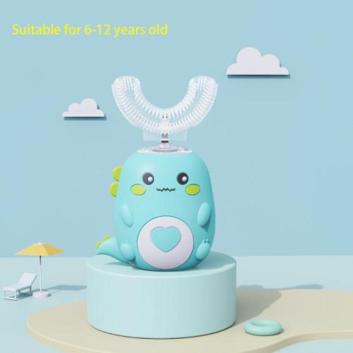 가성비어린이용 만화 U자형 실리콘 전동 칫솔 360 ° 스마트 충전식 방수