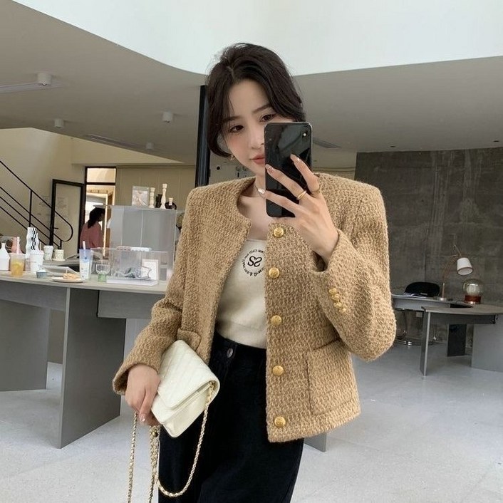 루스리더 여성 클래식 골드버튼 트위드 자켓 V35