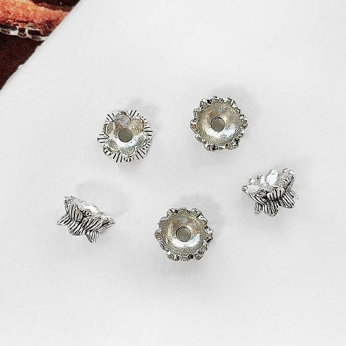 (1세트) 실버 합금 비즈캡 꽃받침 비즈공예 (6종)