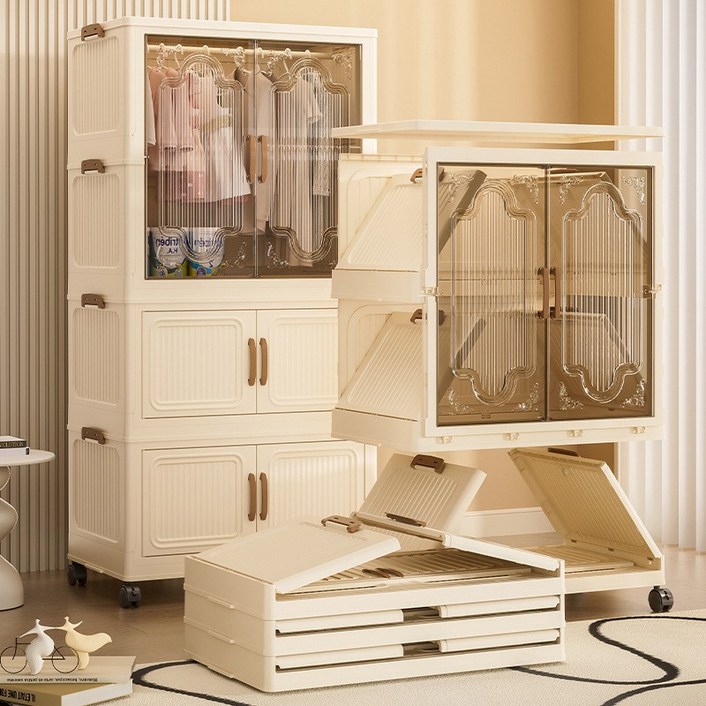 Frokom 접이식 이동식 옷장 대용량 양문 수납 정리함 폴딩형 리빙박스