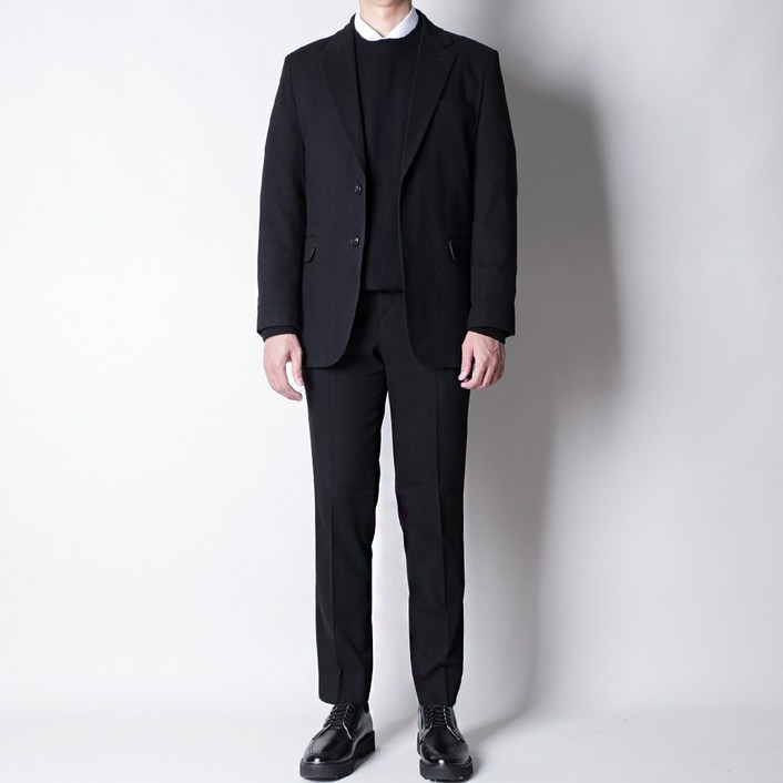디아웃핏 남성 겨울 울 정장세트 히든 밴딩 수트 캐주얼 기모 면접 결혼식